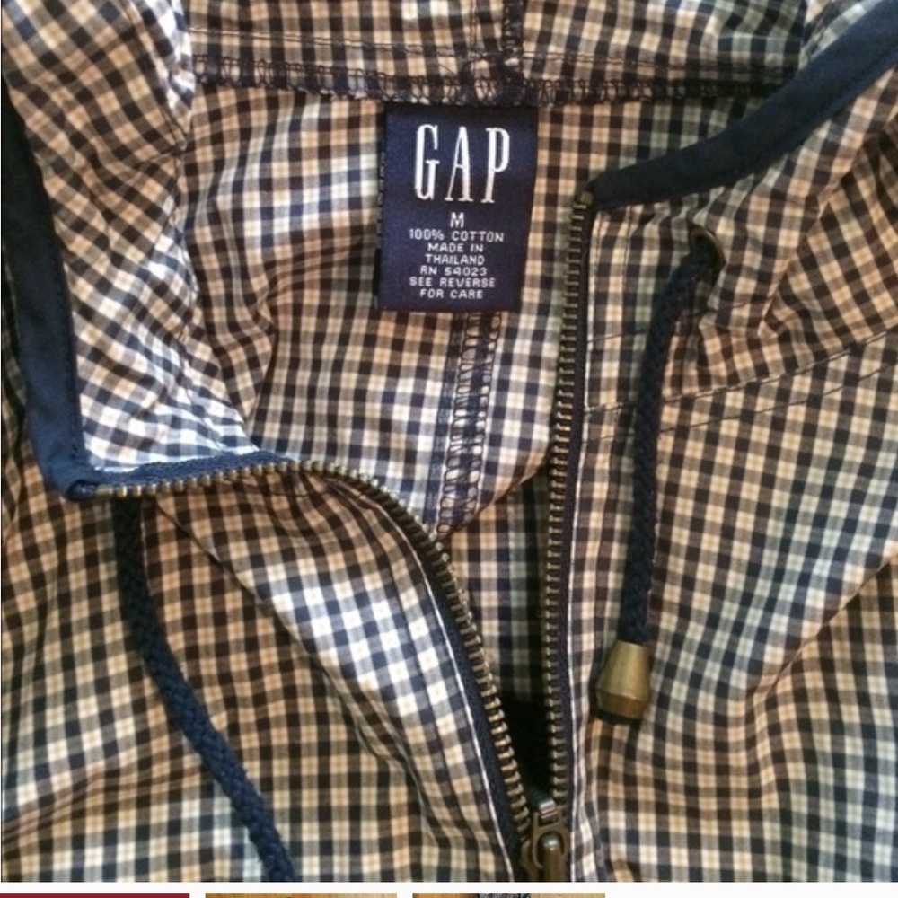 GAP Lightweight Plaid Rain Jacket